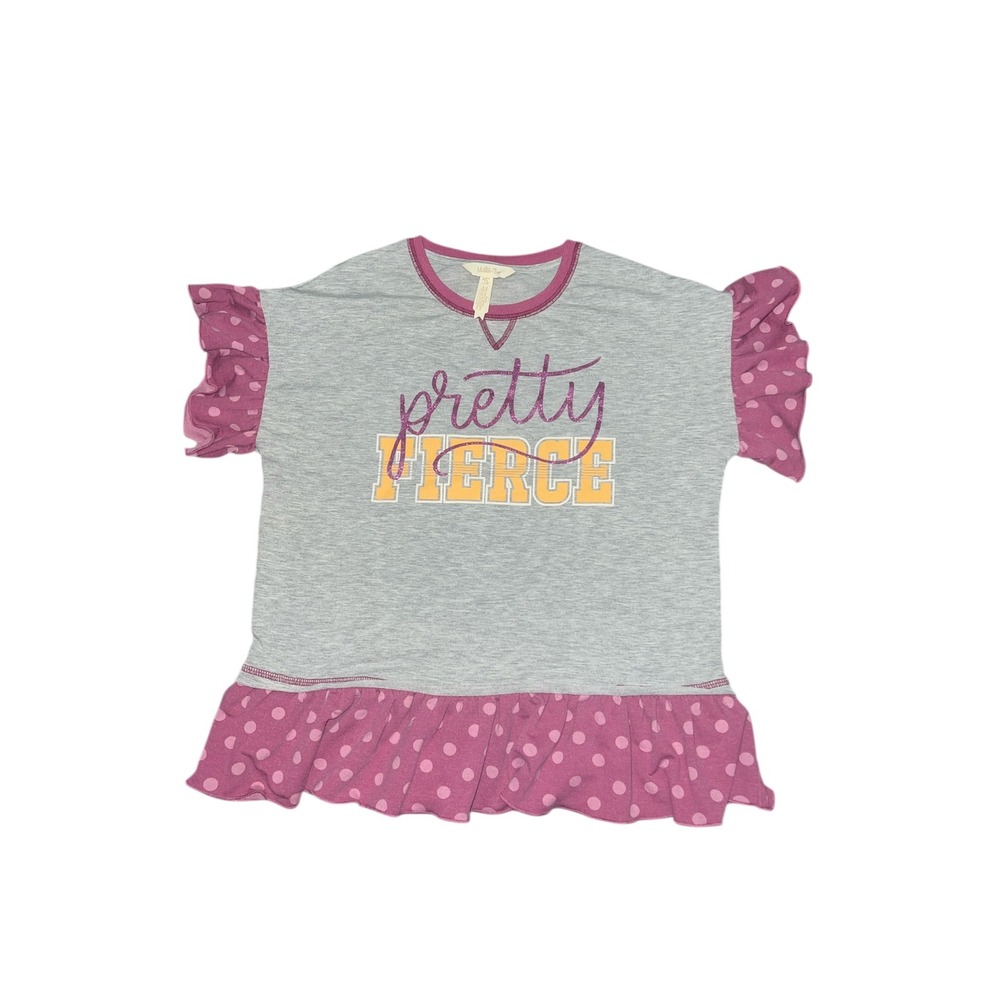 Matilda Jane Too Size 12 Pretty Fierce Girls Short Sleeve Ruffle Summer Top
